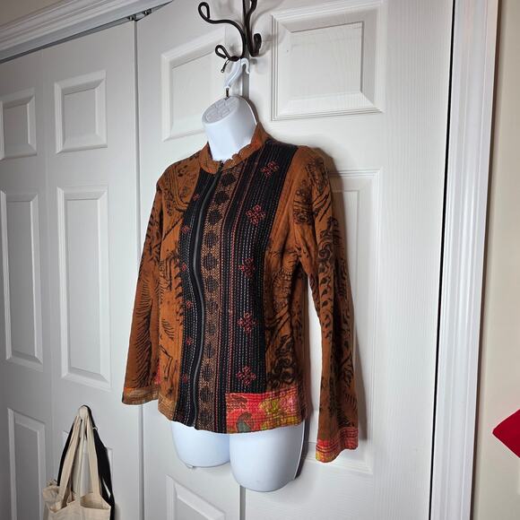 Chico's Cotton Zip Up Abstract Boho Jacket Sz S - Picture 6 of 9